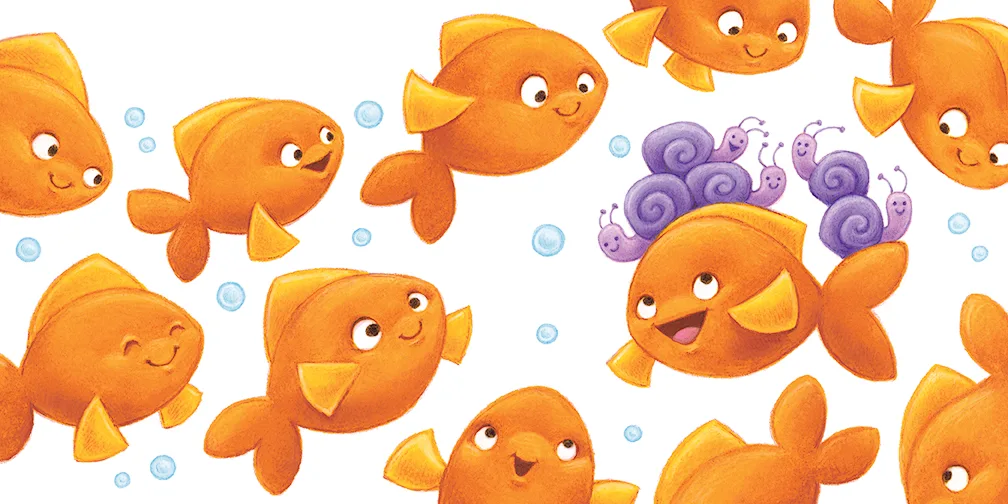 orange fish and purple snails