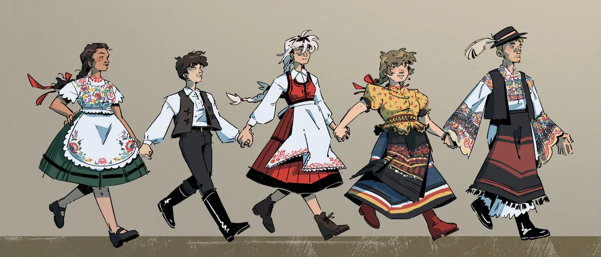 Hungarian Folk Costume Line Up