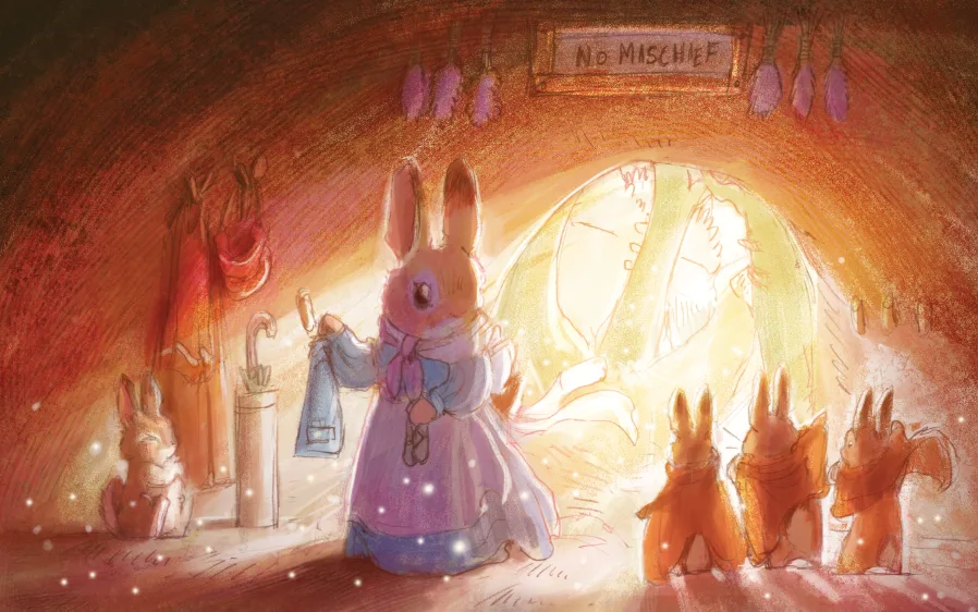 Mother bunny and baby bunnies